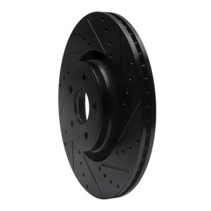 Ford Focus Brake Rotor (1) - Front Right - R1 Concepts - Drilled & Slotted - Black - `14-`19